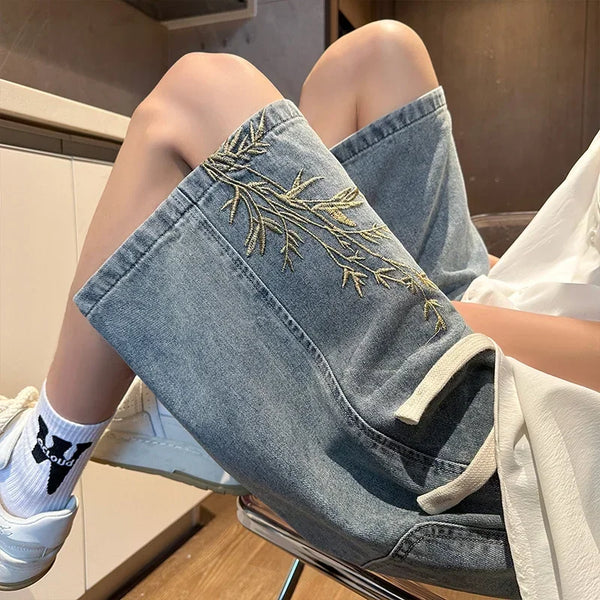 Y2K Embroidered Baggy Shorts