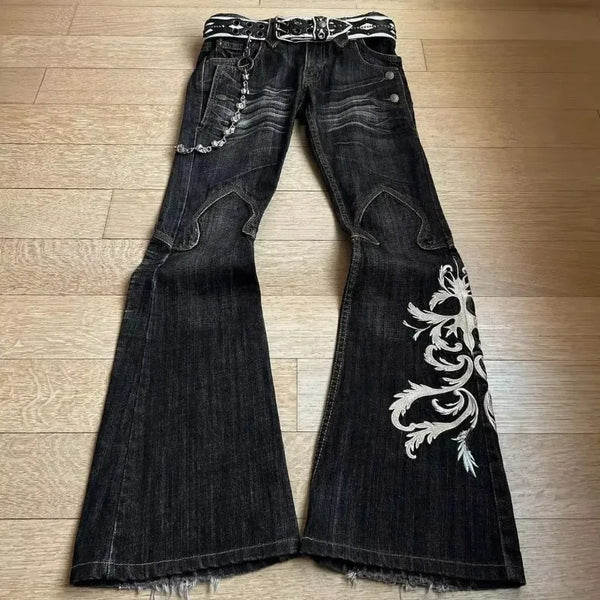 Y2K Black Skull Baggy Jeans