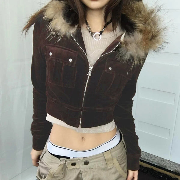 Vintage Y2K Hooded Coat