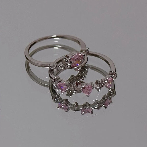 Y2K Sparkling Pink Rings