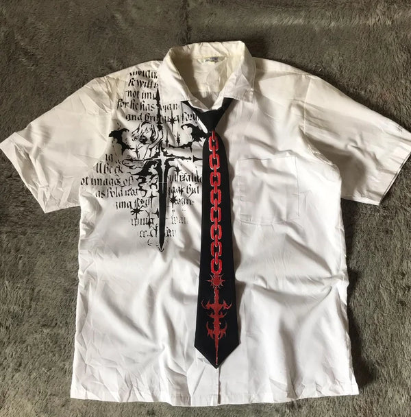 Y2K Gothic Printed Polo Shirt