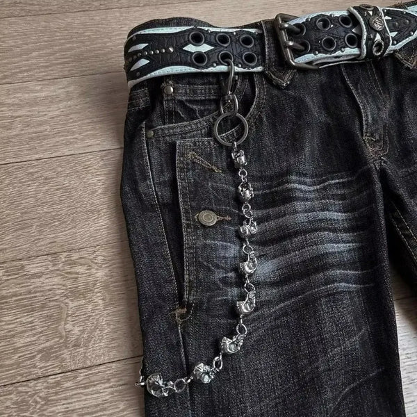 Y2K Black Skull Baggy Jeans