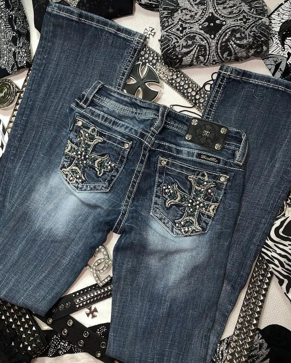 Y2K Diamond Embroidery Jeans