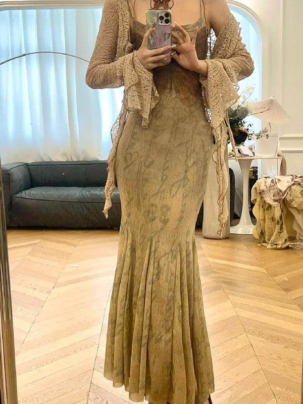 Y2K Vintage Cropped Cardigan Set