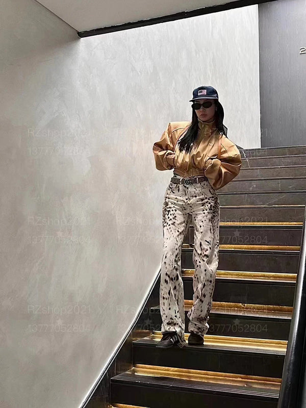 Y2K Leopard Print Jeans