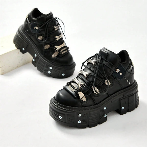 Y2K Black Punk Heel Boots
