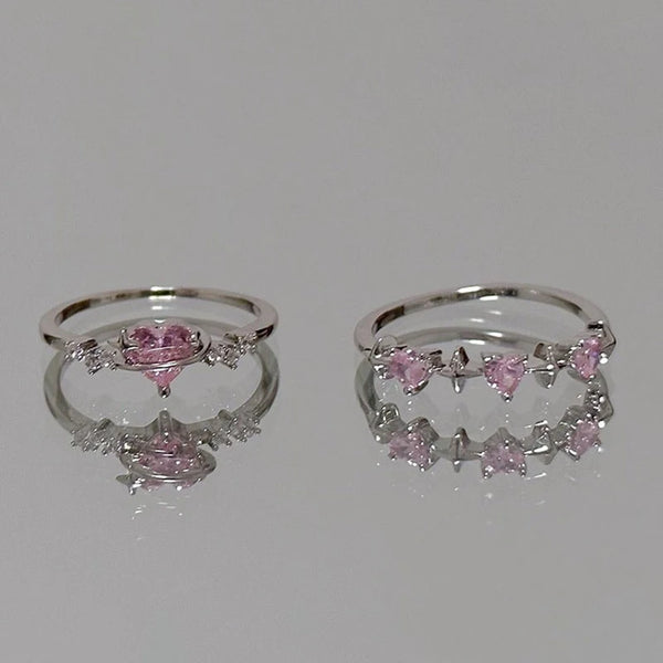 Y2K Sparkling Pink Rings