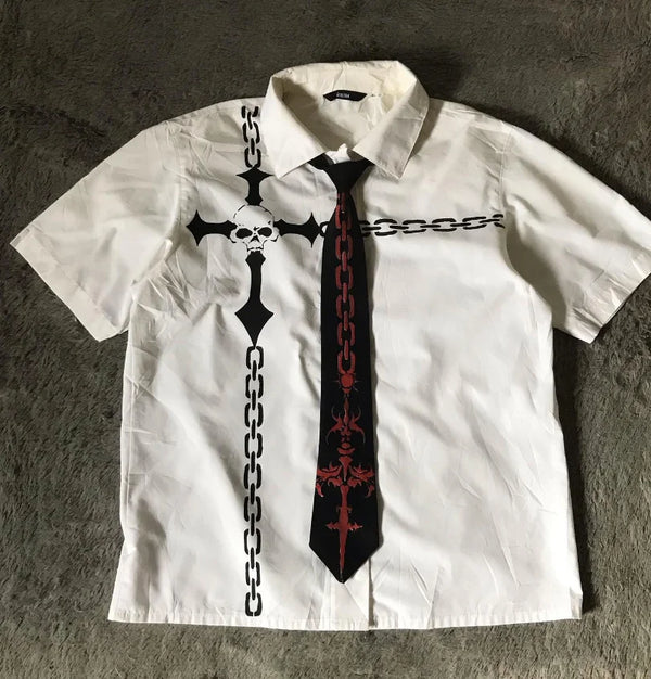 Y2K Gothic Printed Polo Shirt