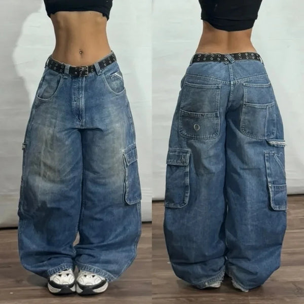 Y2K Black Skull Baggy Jeans