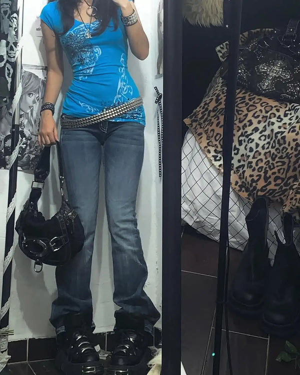 Y2K Diamond Embroidery Jeans