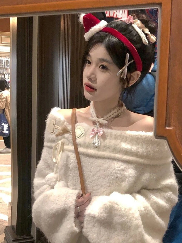 Y2K Off Shoulder Sweater