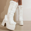 Y2K Fur Knee Boots