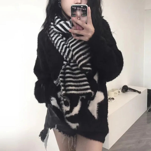 Y2K Gothic Skull Sweater