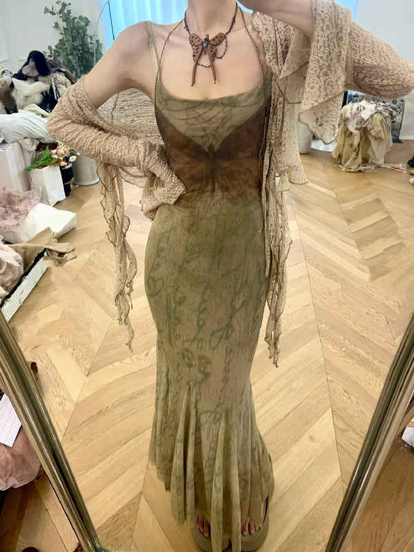 Y2K Vintage Cropped Cardigan Set