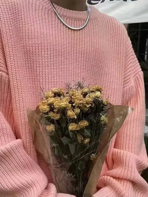 Y2K Solid Color Knit Sweater