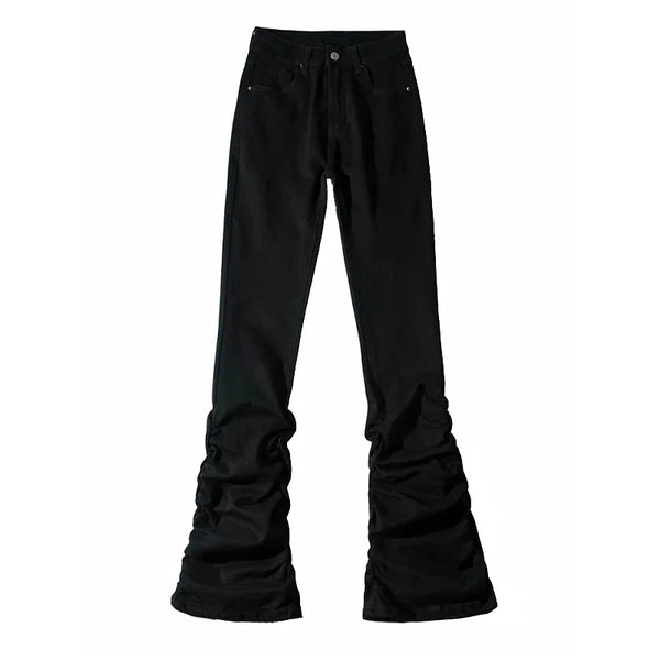 Y2K Black Ruched Flare Jeans