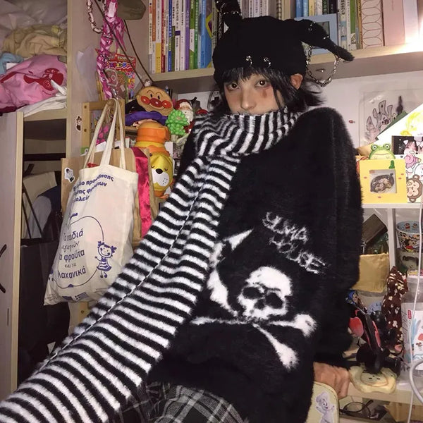 Y2K Gothic Skull Sweater