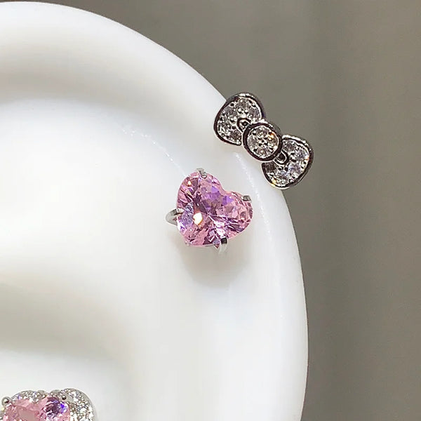 Y2K Bow Heart Ear Cuff