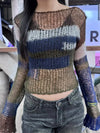 Y2K Grunge Hollow Knit Top