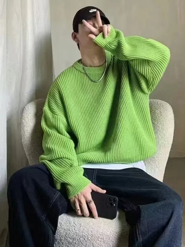 Y2K Solid Color Knit Sweater