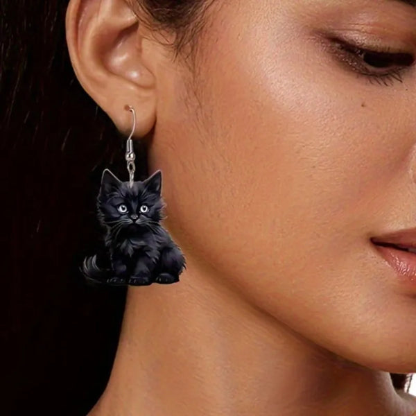 Y2K Black Cat Earrings