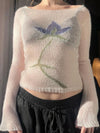 Y2K Floral Graphic Knit Top