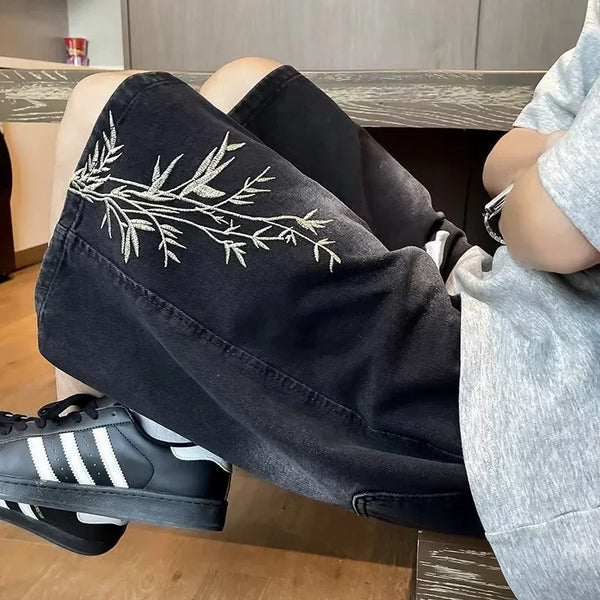 Y2K Embroidered Baggy Shorts