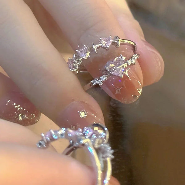 Y2K Sparkling Pink Rings
