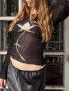 Y2K Floral Graphic Knit Top