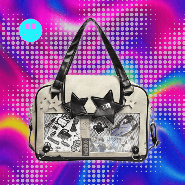 Y2K Trendy Star Ita Bag Lolita Girl Transparent Pocket Fashion Crossbody Bag Women's DIY Display Shoulder Bag Cute Purse Handbag