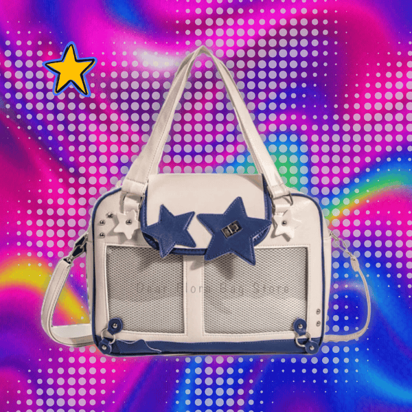 Y2K Trendy Star Ita Bag Lolita Girl Transparent Pocket Fashion Crossbody Bag Women's DIY Display Shoulder Bag Cute Purse Handbag