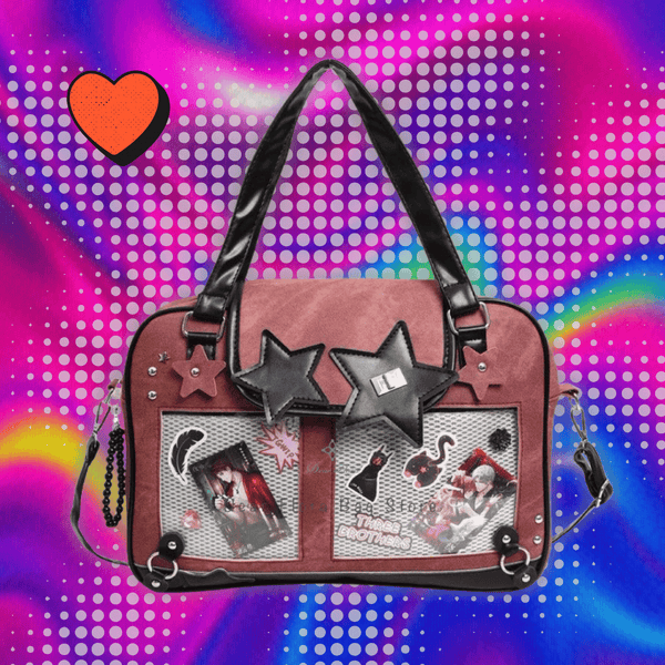 Y2K Trendy Star Ita Bag Lolita Girl Transparent Pocket Fashion Crossbody Bag Women's DIY Display Shoulder Bag Cute Purse Handbag