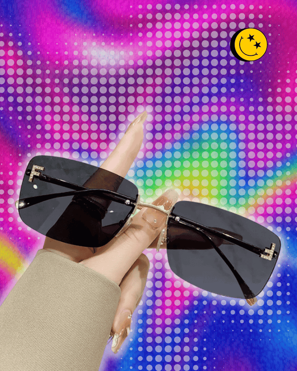 Ruiao rimless sunglasses UV400 fashion square metal glasses for women luxury brand designer diamond y2k small face sun glasses