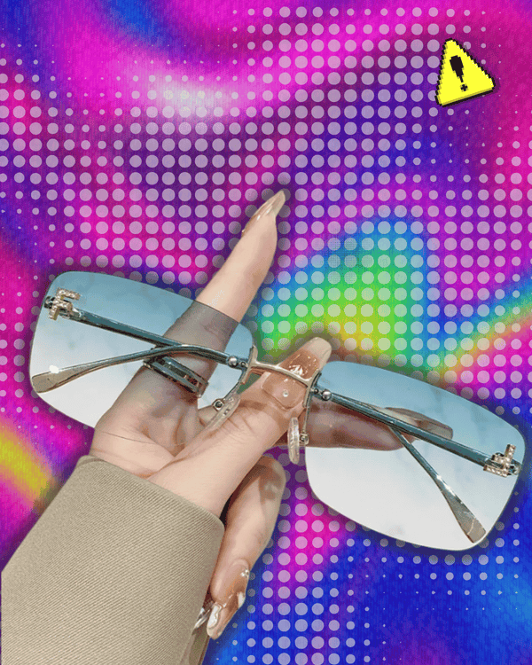 Ruiao rimless sunglasses UV400 fashion square metal glasses for women luxury brand designer diamond y2k small face sun glasses