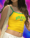 Summer Slim Vest Brazil Letters Print Tank Tops Yellow Vintage Gothic Crop Tops E-girl Aesthetic Women Camisole Y2k Clothes 2023