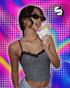 Hugcitar 2024 Leopard Print Slips Bows Patchwork Lace Sexy Slim Crop Camis Top Summer Fashion Women Y2K Outfits Festival Party