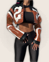 Weird Puss Faux Leather Varsity Jacket Women Hipster Letter Print Autumn Casual Sporty Wild Streetwear Uniform Trend Crop Coat
