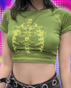 Aesthetic skeleton women's T-shirt Harajuku Y2K black sweet girl slim skull print fun vintage graphic clothes crop top E-girl