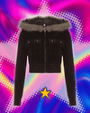 CIBBAR y2k Furry Stitching Hooded Hoodies Vintage 2000s Zip-up Cropped Jackets Women Casual Autumn Outwears Korean Fashion Coats