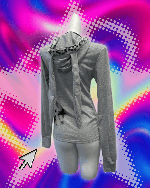 Karrram Japanese Y2k Rabbit Ears Jacket Gothic Skull Print Hooded Outerwear Vintage Harajuku Zipper Sweatshirt Grunge Aesthetics