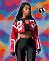 Weird Puss Faux Leather Varsity Jacket Women Hipster Letter Print Autumn Casual Sporty Wild Streetwear Uniform Trend Crop Coat