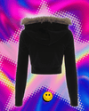 CIBBAR y2k Furry Stitching Hooded Hoodies Vintage 2000s Zip-up Cropped Jackets Women Casual Autumn Outwears Korean Fashion Coats