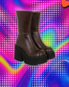 GIGIFOX Goth Platform High Heels Zip Chunky Women's Boots Black Punk Thick Bottom Motorcycle Boots Cosplay Y2K Casual Shoes