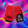 Y2K Performance Shorts Men Quick-drying Fitness Skull Print Double Layer Shorts Workout Training Running Bodybuilding Sportwear