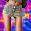 Women Korean Retro Y2k Shorts Pants Lady Vintage High Street Hot Pants Female Blue Low Waist Elastic Wrapped Hip Short Jeans