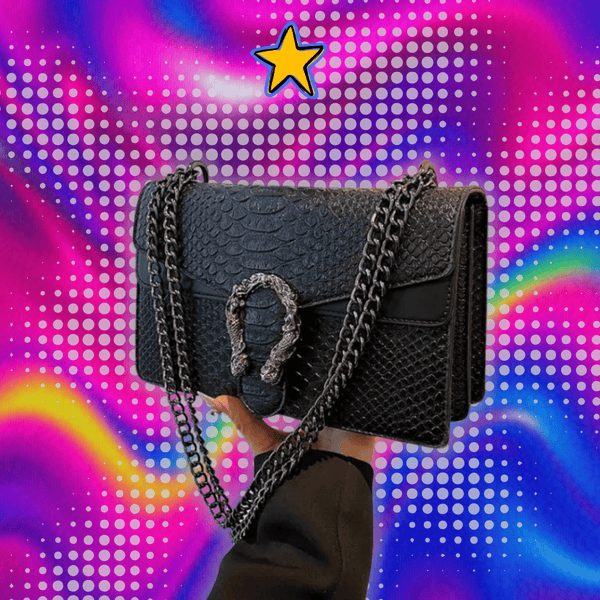 Retro Style Fashion Chain Shoulder Bag for Women Snake Pattern Crossbody Small Square Bag Trendy Accessory