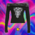 CIBBAR Gothic Print Cropped Top Black Lace Stitched Off-shoulder Slash Neck T-shirt Women Casual Autumn Tees y2k Aesthetic Shirt