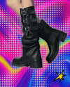 High Quality Wasteland Punk Y2k Gothic Style Vintage Motorcycles Western Boots for Women Black Rivets Knee High Boot Shoes