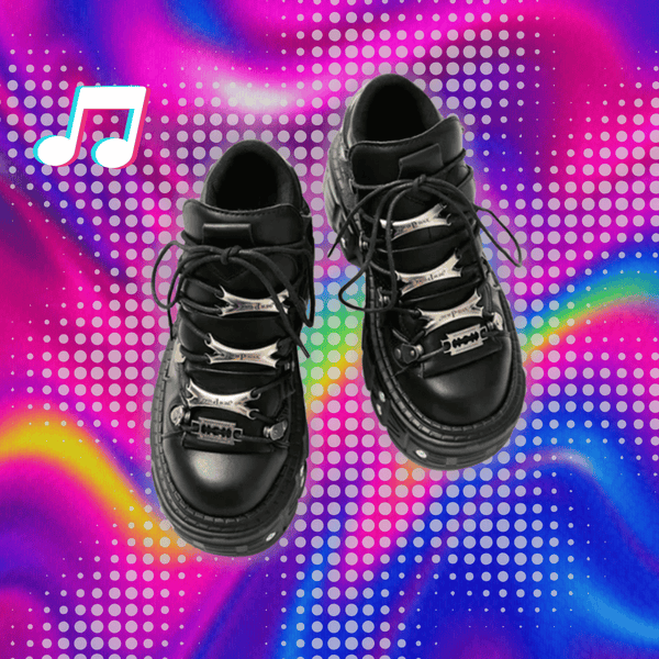Y2K Black Punk Heel Boots