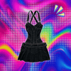 Y2k Skirt Sets Black Suspender Hollow Out Two Piece Sets Women Outfits Fashion Sexy A Line Pleated Skirt Harajuku Streetwear